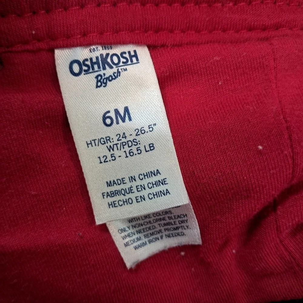 OshKosh B'Gosh Corduroy Conductor Overall Blue Grey Red Lining Size 6 Month